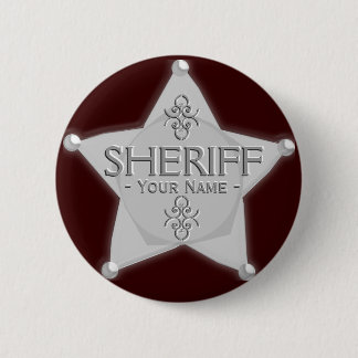 Sheriff Badge Wild West Party Button Silver