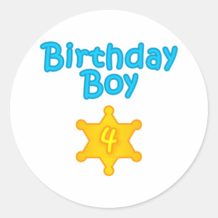 Sheriff Birthday Boy 4 Classic Round Sticker