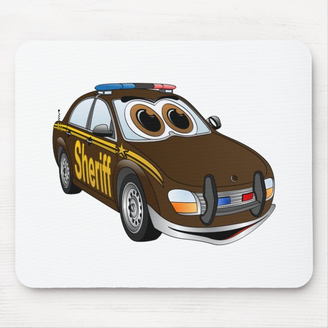 Sheriff Car Cartoon BR Mouse Mat (Front)