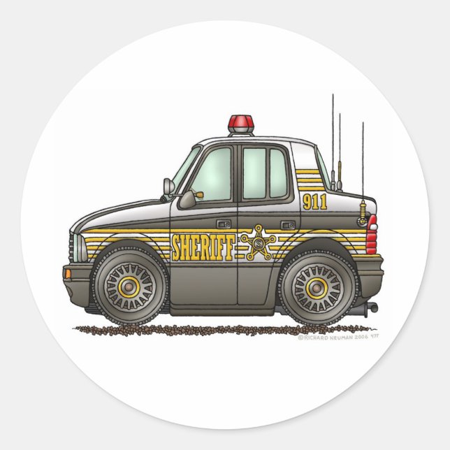 Sheriff Car Patrol Car Law Enforcement Classic Round Sticker (Front)