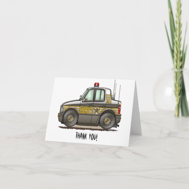 Sheriff Car Patrol Car Thank You Card (Front)