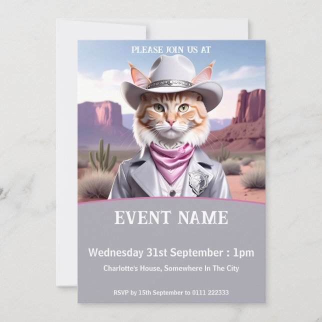 Sheriff Cat Invitation (Front)