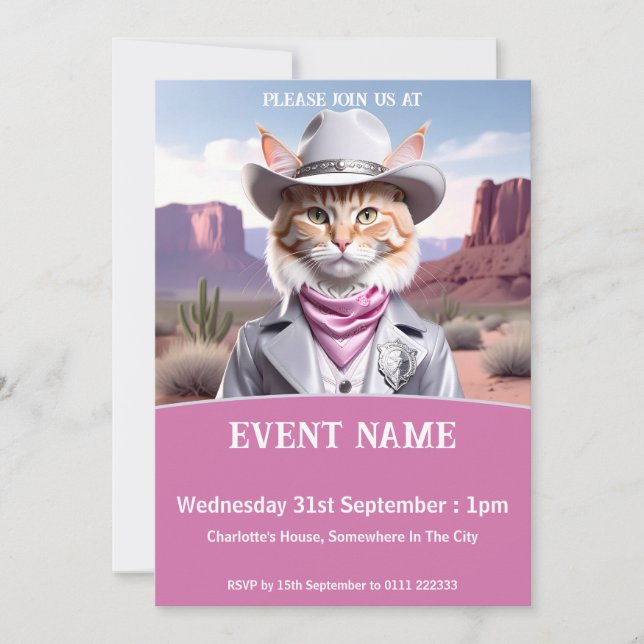Sheriff Cat Invitation (Front)