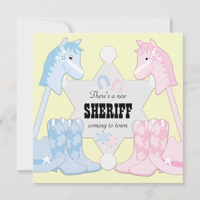 Sheriff Cowboy Gender Reveal Invitation (Front)
