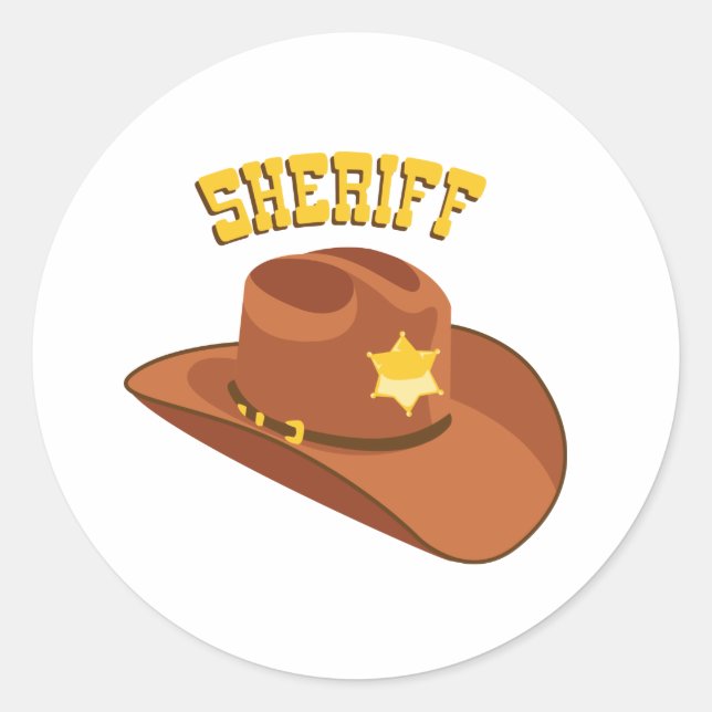 Sheriff Cowboy Hat Classic Round Sticker (Front)