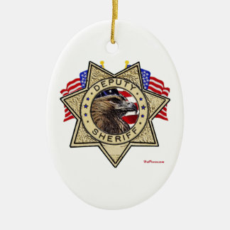 Sheriff Deputy Badge Ceramic Tree Decoration