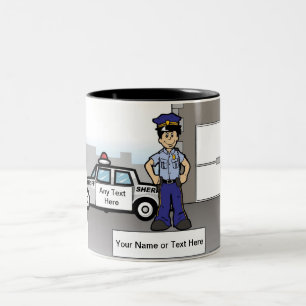 Sheriff Deputy - Male Cartoon by PrintedPerfection Two-Tone Coffee Mug