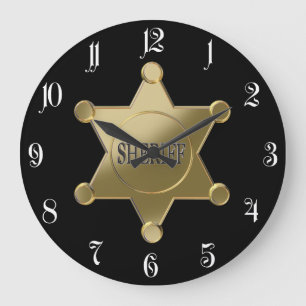 Sheriff golden star large clock