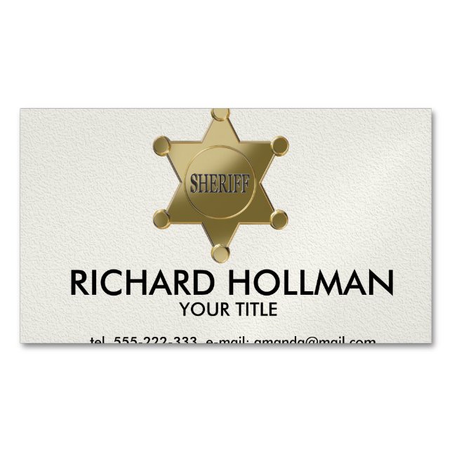 Sheriff golden star 	Magnetic business card (Front)