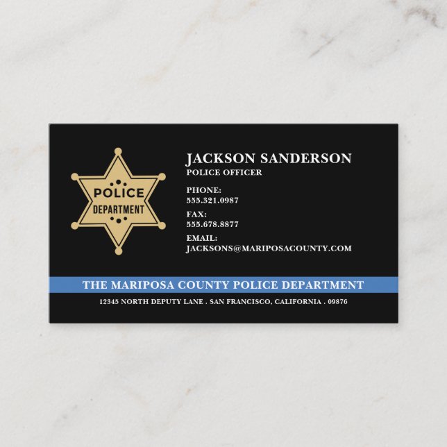 Sheriff Police Department Law Enforcement Logo Business Card (Front)