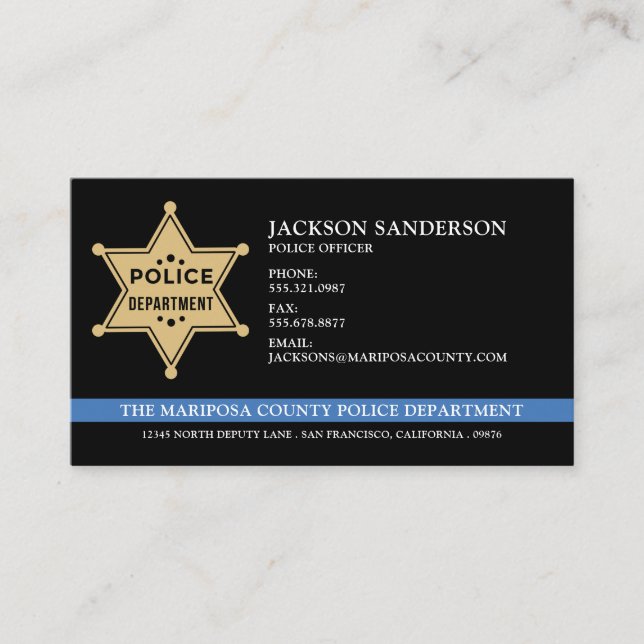 Sheriff Police Department Logo Law Enforcement Business Card (Front)