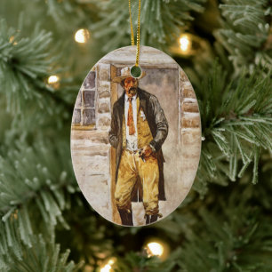 Sheriff Portrait by Seltzer, Vintage West Cowboy Ceramic Tree Decoration