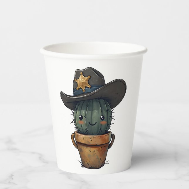 Sheriff Spike-Cactus Character Paper Cups (Front)