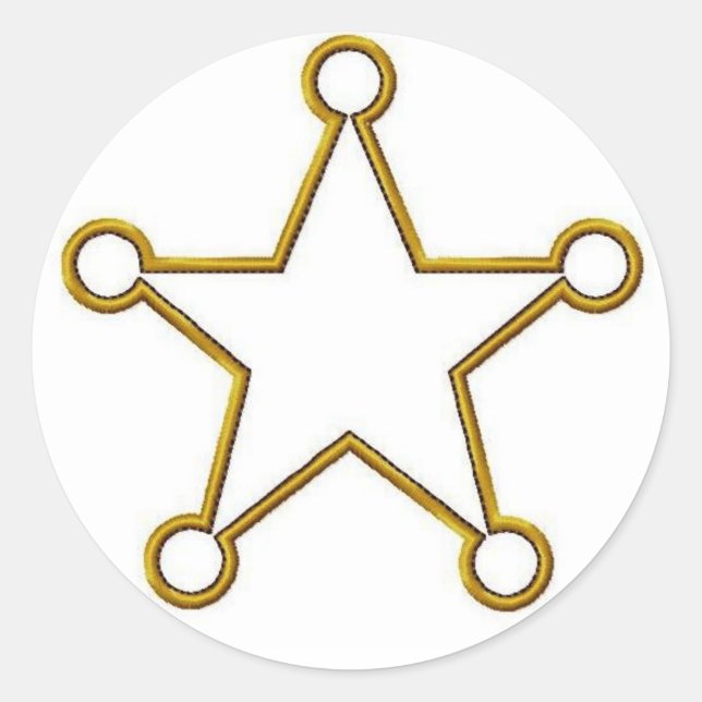 Sheriff Star Name badge Classic Round Sticker (Front)