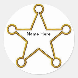 Sheriff Star Name badge Classic Round Sticker