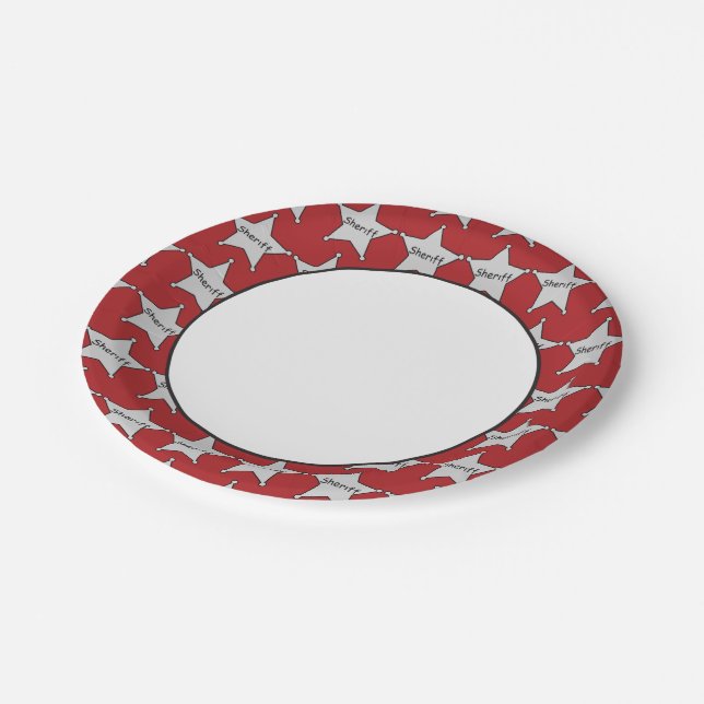 Sheriff's badge party paper plate (Angled)