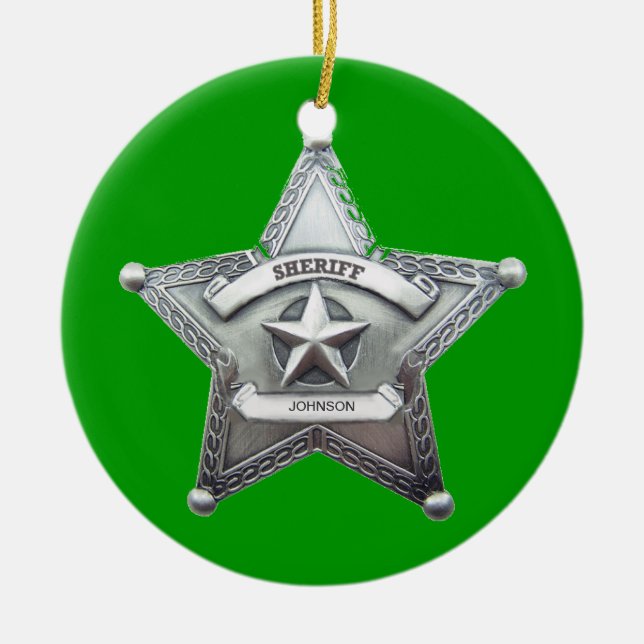 Sheriff's Custom Badge Ceramic Tree Decoration (Front)