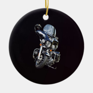 Sheriff's Motorcycle Ceramic Tree Decoration
