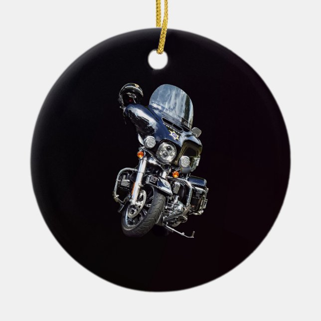 Sheriff's Motorcycle Ceramic Tree Decoration (Front)