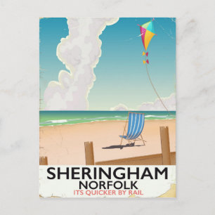 Sheringham Norfolk Beach travel poster Postcard
