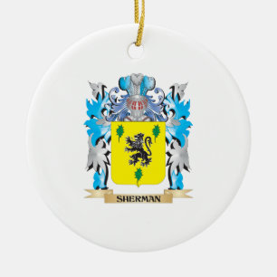 Sherman Coat of Arms - Family Crest Ceramic Tree Decoration