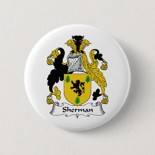 Sherman Family Crest 6 Cm Round Badge