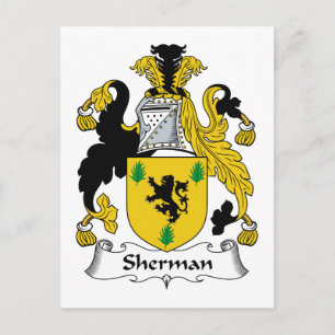 Sherman Family Crest Postcard