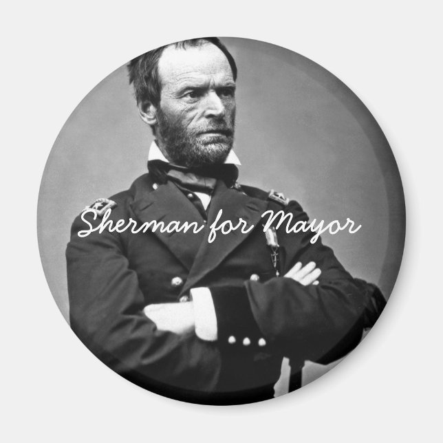Sherman for Mayor - Round Magnet (Front)