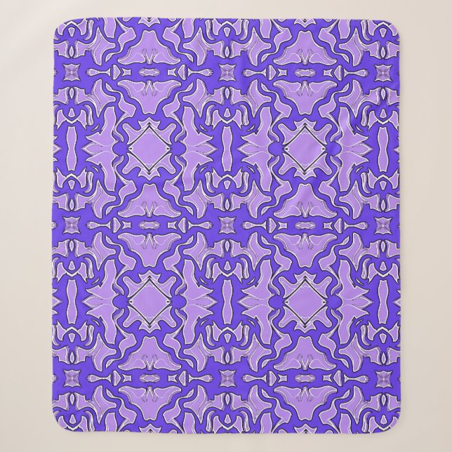 Sherpa Blanket An elegant blue purple pattern (Front)