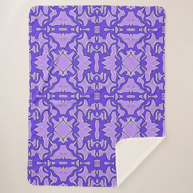 Sherpa Blanket An elegant blue purple pattern  (Front)