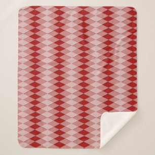 Sherpa Blanket - Argyle Pattern in Red