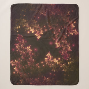 Sherpa Blanket Fractal Leaves Red Glow