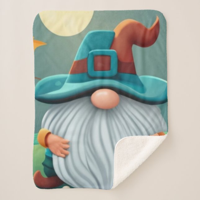 Sherpa Blanket Gnome Fall, Fall Sherpa Throw (Front)