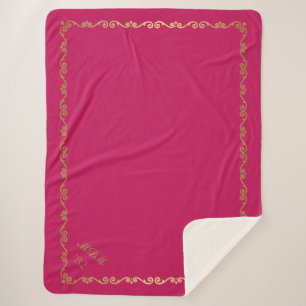 Sherpa Blanket-Hot Pink Custom Monograms Sherpa Blanket