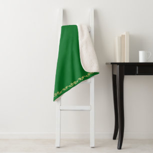 Sherpa Blanket-Jade & Gold Scroll Print Blanket