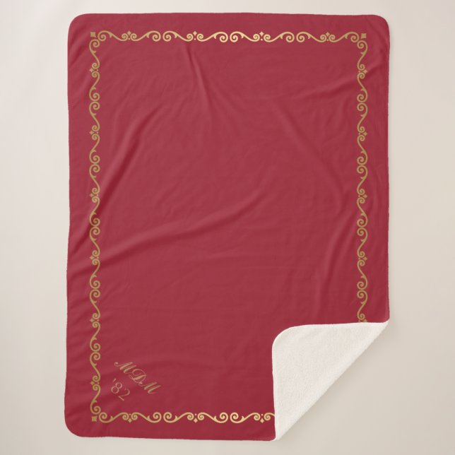 Sherpa Blanket-Jester Red Custom Monograms Blanket (Front)