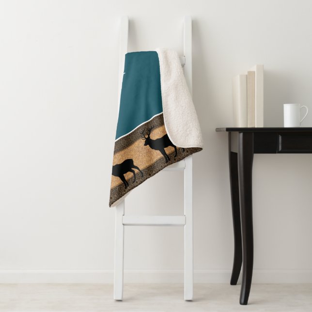 Sherpa Blanket-Large-Brown Yellowstone Elk Sherpa Blanket (In Situ)