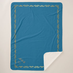 Sherpa Blanket-Peacock Blue Custom Monograms Blanket