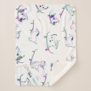 Sherpa Blanket ScruffyMug original Skateboard Dogs