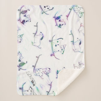 Sherpa Blanket ScruffyMug original Skateboard Dogs