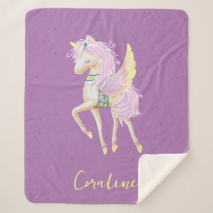 Sherpa Blanket with a cute unicorn illustration.