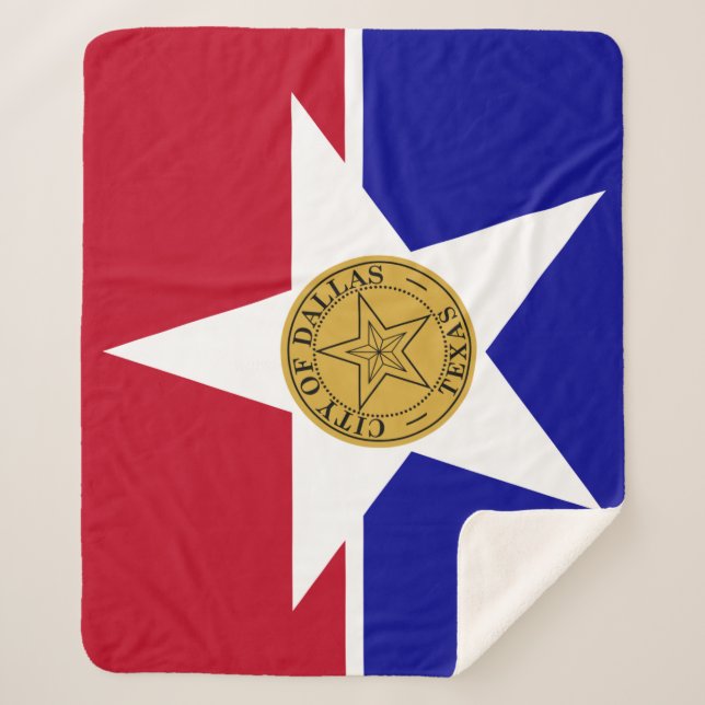 Sherpa Blanket with flag of Dallas (Front)