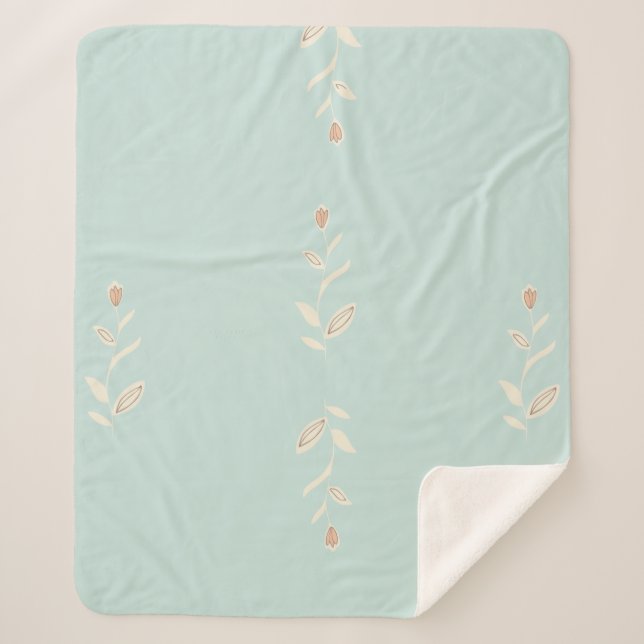 Sherpa blanket with floral design. (Front)