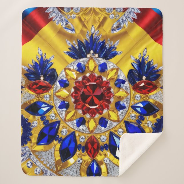 Sherpa Blanket with Romanian Colours Design (Front)