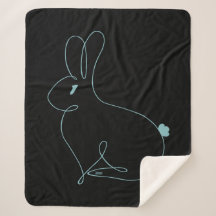 Sherpa Blanket with TEE Bunny graphic blue black