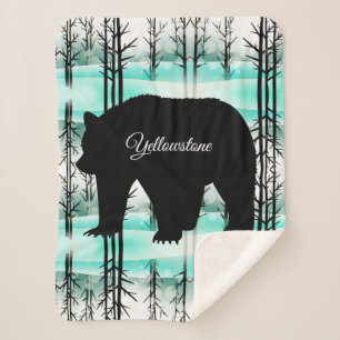 Sherpa Blanket-Yellowstone Bear Sherpa Blanket