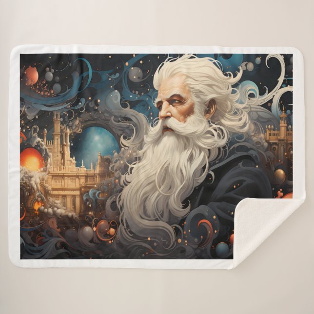 Sherpa Christmas Blanket with Santa (Front (Horizontal))