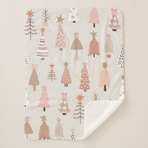 Sherpa Cover Christmas Sapins Rose Scandinave Blanket