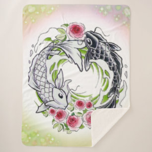 Sherpa manta of fish with roses blanket