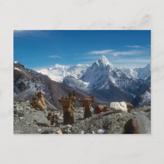 Sherpanis carrying climbing loads postcard